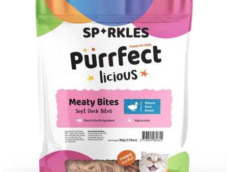 3 FOR $8.80: Sparkles Purrfectlicious Meaty Bites Soft Duck Bites Cat Treats 50g Cheap