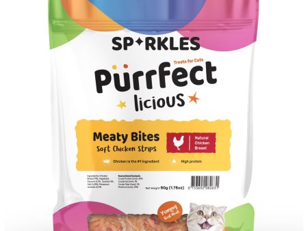 3 FOR $8.80: Sparkles Purrfectlicious Meaty Bites Soft Chicken Strips Cat Treats 50g Online Hot Sale