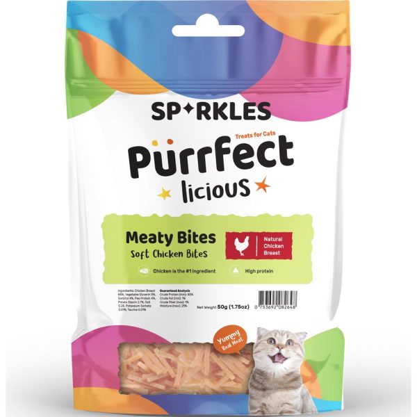 3 FOR $8.80: Sparkles Purrfectlicious Meaty Bites Soft Chicken Bites Cat Treats 50g Online