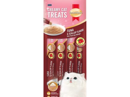 3 FOR $12: Smartheart Cranberry Tuna & Scallop Creamy Cat Treats 15gx4 Hot on Sale