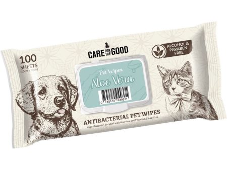 3 FOR $11.70: Care For The Good Antibacterial Pet Wipes For Cats & Dogs (Aloe Vera) 100pc For Sale