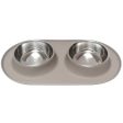 Messy Mutts Double Silicone Feeder With Stainless Steel Dog Bowls (Grey) Sale