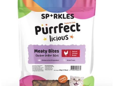 3 FOR $8.80: Sparkles Purrfectlicious Meaty Bites Chicken Griller Bites Cat Treats 50g For Cheap