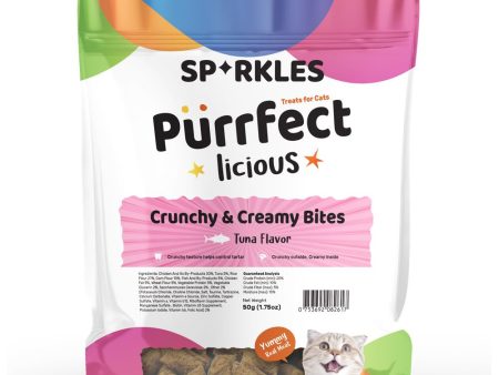 3 FOR $8.80: Sparkles Purrfectlicious Crunchy & Creamy Bites Tuna Cat Treats 50g Hot on Sale