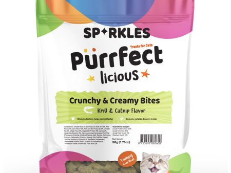 3 FOR $8.80: Sparkles Purrfectlicious Crunchy & Creamy Bites Krill & Catnip Cat Treats 50g Hot on Sale