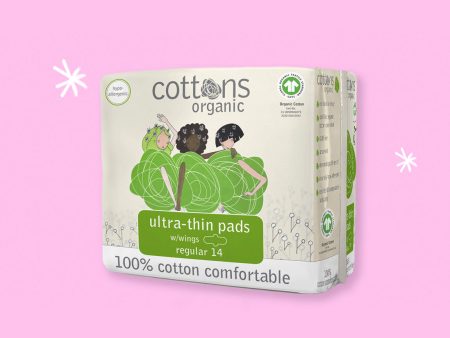 Cottons Organic Regular Ultra Thin Pads with Wings - 14 Pads Supply