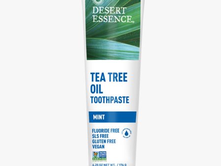 DESERT ESSENCE TEA TREE OIL MINT Fluoride-free Toothpaste 176G For Sale