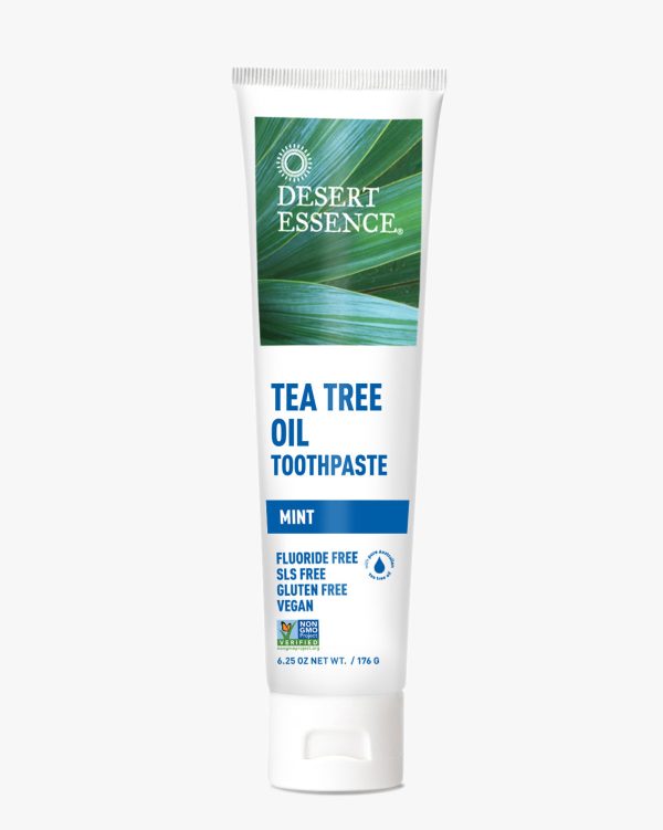 DESERT ESSENCE TEA TREE OIL MINT Fluoride-free Toothpaste 176G For Sale