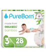 PureBorn Organic Natural Bamboo Baby Disposable Size 3 Diapers Nappy Single Pack from 5.5 to 8 Kg 28 Pcs on Sale