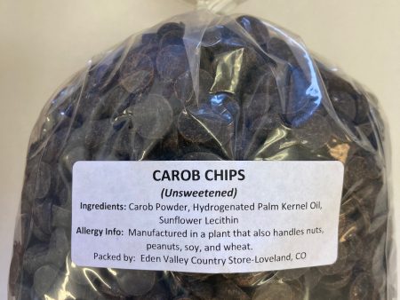 Carob Chips, Unsweetened 1# packed at Eden Valley Cheap