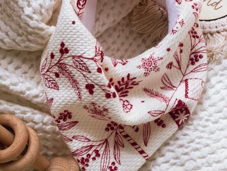 CHRISTMAS waffle Bandana Bib ~ White For Discount