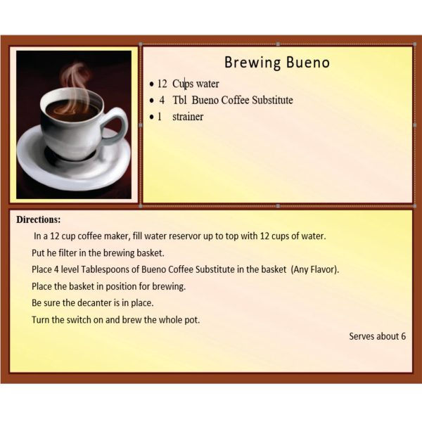 Bueno Coffee Substitute, Pecan Praline 7 oz. Online Sale