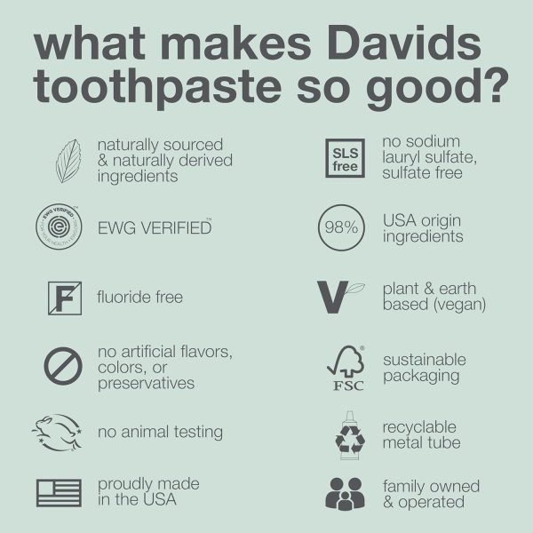 Davids Premium Toothpaste Whitening Antiplaque   Herbal Citrus Peppermint 149g. For Cheap