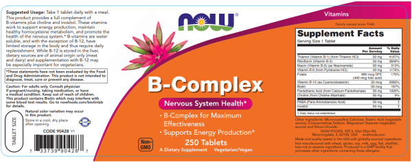 Now B-COMPLEX 250 Tablets      B Vitamins SALE EXPIRES IN OCTOBER 2024 Discount