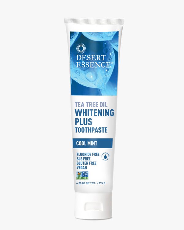 DESERT ESSENCE TEA TREE OIL WHITENING PLUS FLUORIDE-FREE Toothpaste 176G Cheap