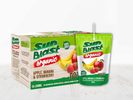 Sun Blast Organic Apple, Banana and StrawBerry 10x200ml Supply