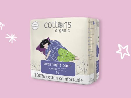 Cottons Organic Super Overnight Pads with Wings - 10 Packs Discount