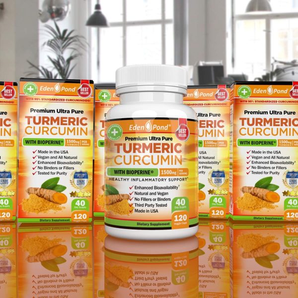 Best Organic Turmeric Curcumin, BioPerine 1500mg. Joint & Healthy Inflammatory Support, 95% Standardized Curcuminoids. Non-GMO, Gluten Free Capsules, Black Pepper For Sale