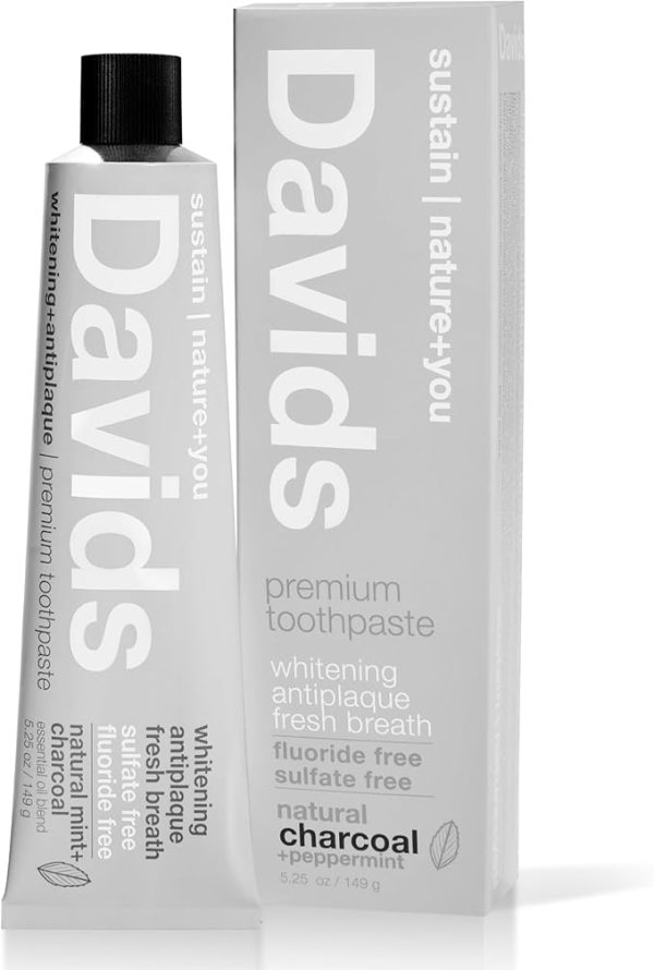 Davids Premium Toothpaste Whitening Antiplaque fresh breath   Natural Mint Charcoal 50g. For Cheap