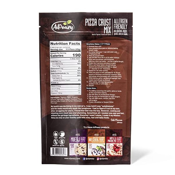 AiPeazy    Pizza Crust Mix - With Tigernut Flour 10.3 oz Supply