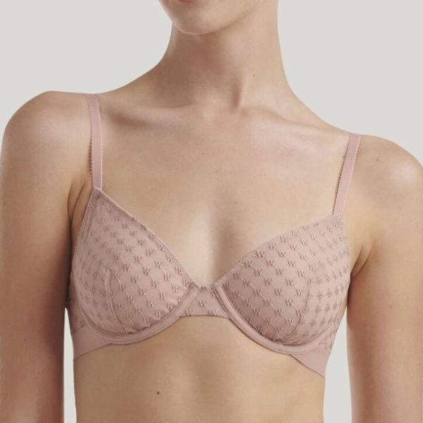 Wolford - Sheer Logo Full Cup Bra - Powder Pink on Sale