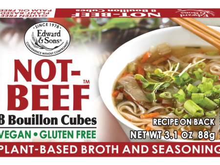 Edward & Sons Not-Beef 8 Bouillon Cubes Vegan ~ Gluten Free 3.1 oz. 88g Fashion