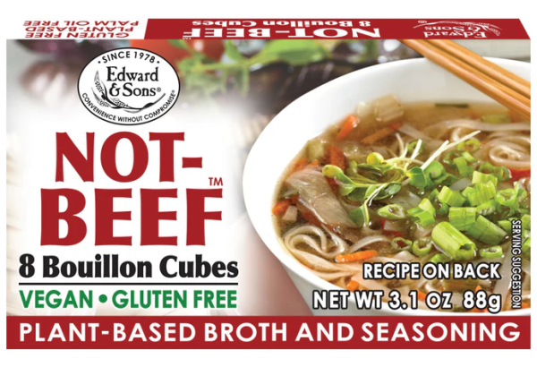 Edward & Sons Not-Beef 8 Bouillon Cubes Vegan ~ Gluten Free 3.1 oz. 88g Fashion