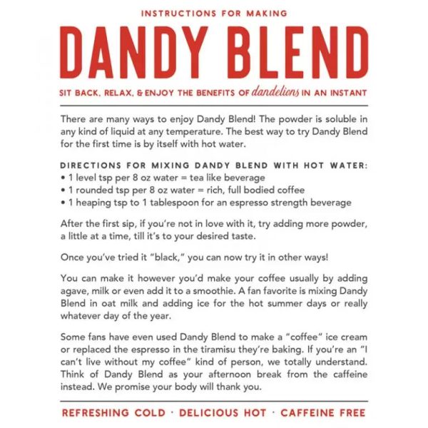 Dandy Blend Instant Coffee Alternative 3.5 oz., Organic Fashion