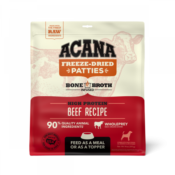 ACANA Freeze Dried Dog Food & Topper, Grain Free, High Protein,  Fresh & Raw Animal Ingredients, Ranch Raised Beef Recipe, Patties For Sale