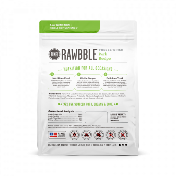 BIXBI Rawbble Freeze Dried Pork on Sale