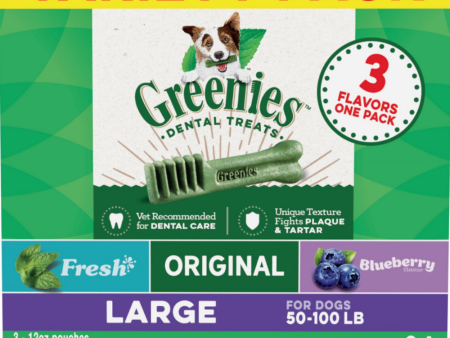 Greenies Large Dental Chews Flavored with Spearmint and Blueberry Dog Treat Hot on Sale