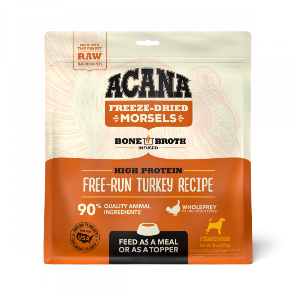 ACANA Freeze Dried Dog Food & Topper, Grain Free, High Protein,  Fresh & Raw Animal Ingredients, Free-Run Turkey Recipe, Morsels Sale