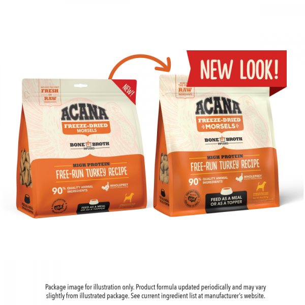 ACANA Freeze Dried Dog Food & Topper, Grain Free, High Protein,  Fresh & Raw Animal Ingredients, Free-Run Turkey Recipe, Morsels Sale